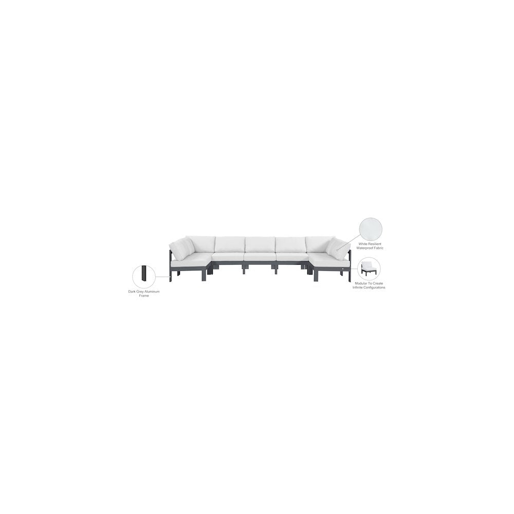 Nizuc White Water Resistant Fabric Outdoor Patio Modular Sectional