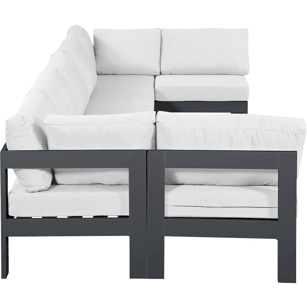 Nizuc White Water Resistant Fabric Outdoor Patio Modular Sectional