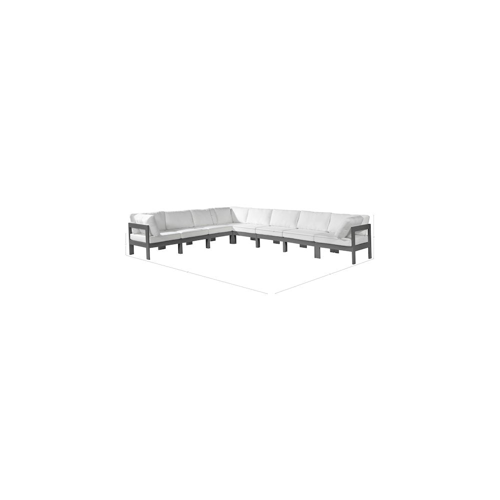 Nizuc White Water Resistant Fabric Outdoor Patio Modular Sectional