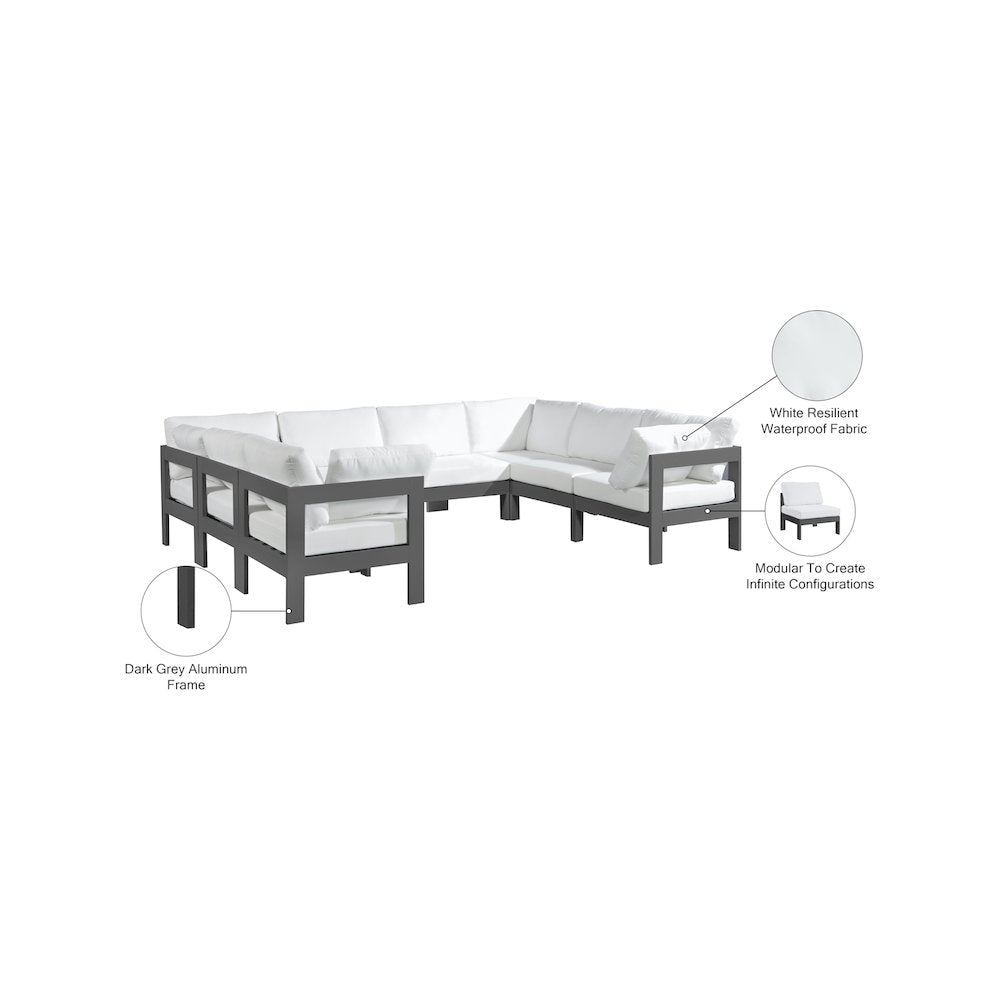 Nizuc White Water Resistant Fabric Outdoor Patio Modular Sectional