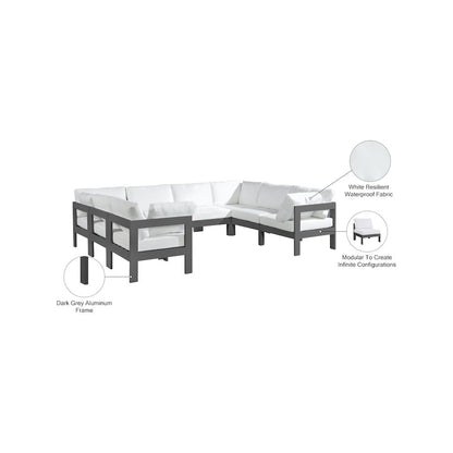 Nizuc White Water Resistant Fabric Outdoor Patio Modular Sectional