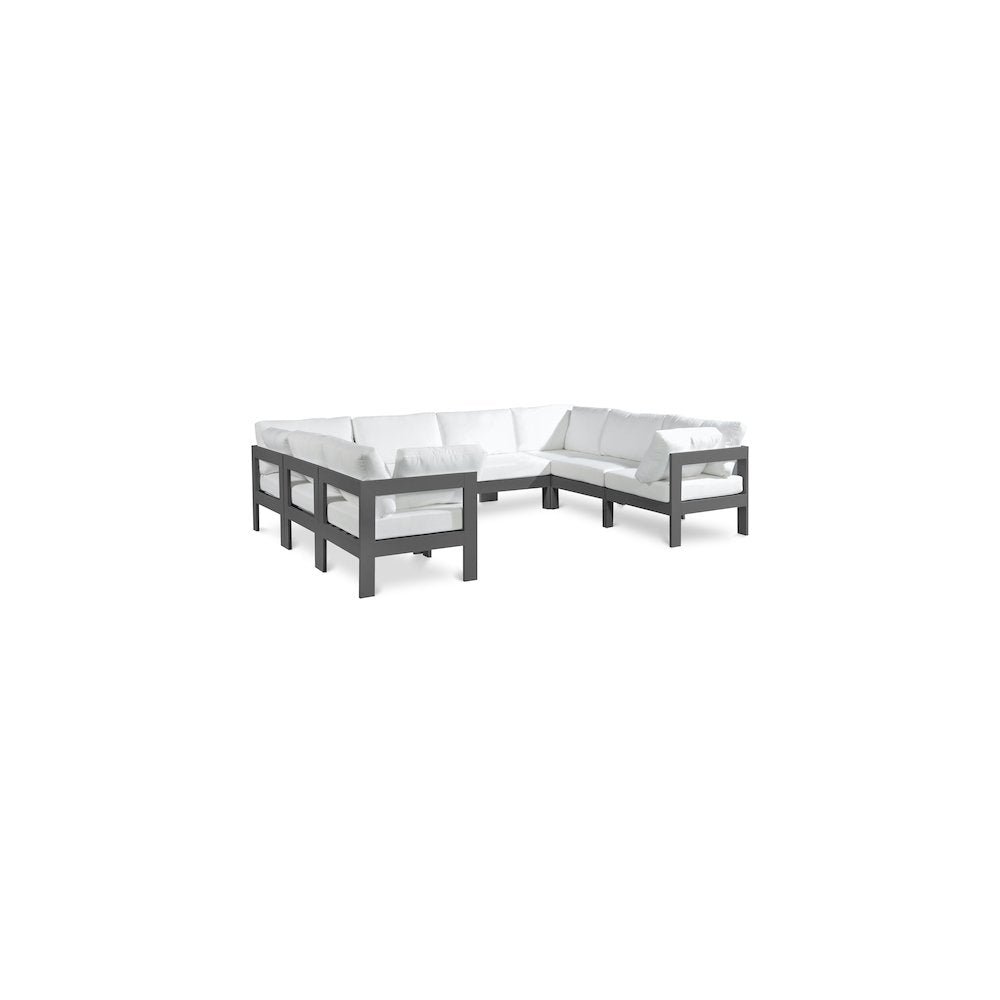 Nizuc White Water Resistant Fabric Outdoor Patio Modular Sectional