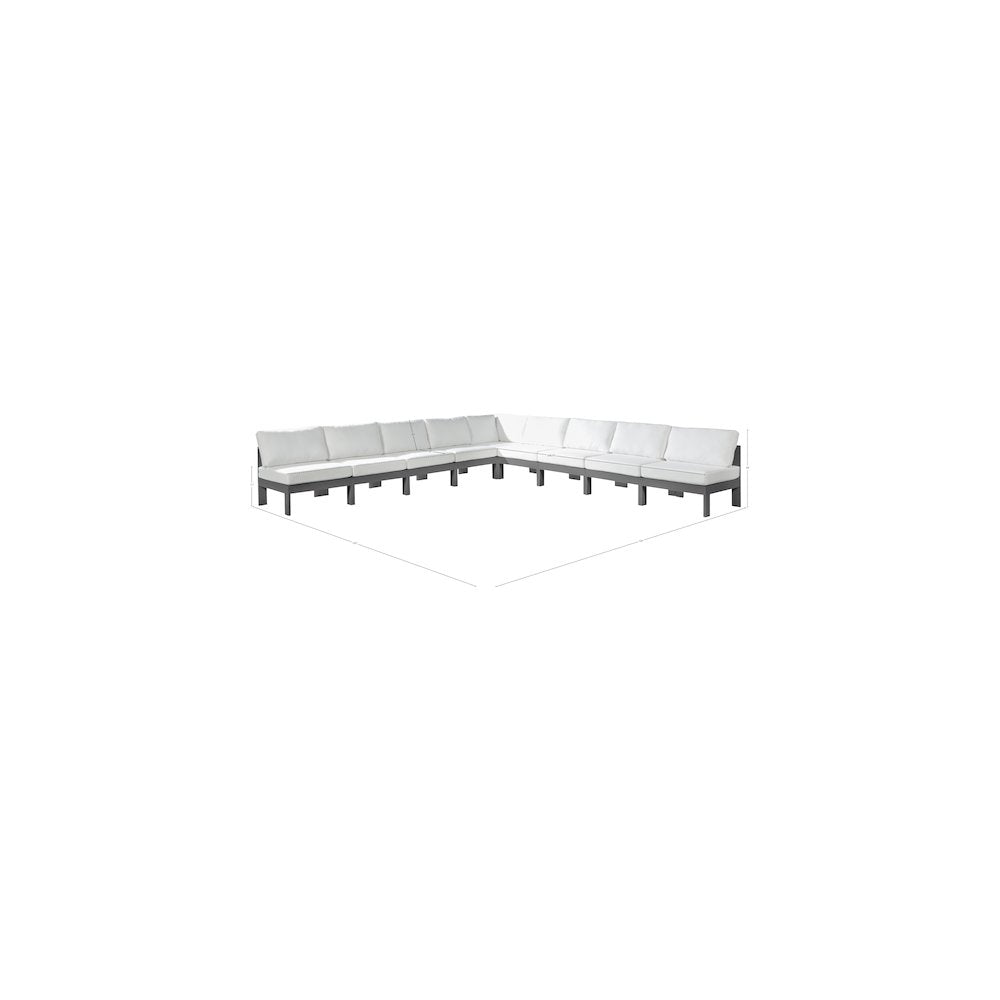 Nizuc White Water Resistant Fabric Outdoor Patio Modular Sectional