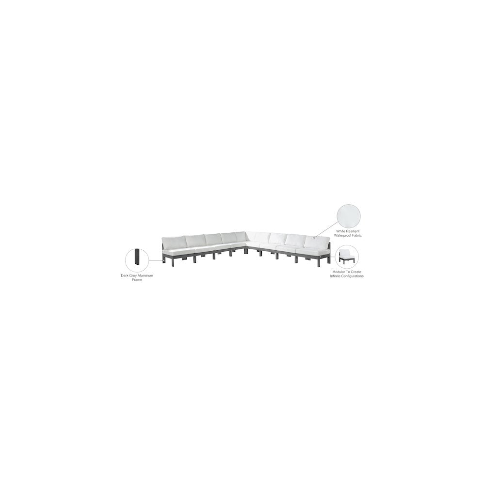 Nizuc White Water Resistant Fabric Outdoor Patio Modular Sectional