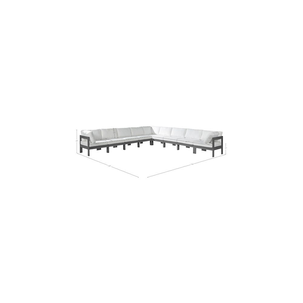 Nizuc White Water Resistant Fabric Outdoor Patio Modular Sectional