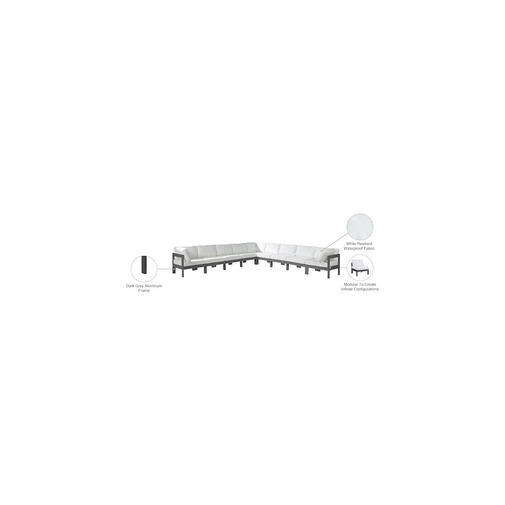 Nizuc White Water Resistant Fabric Outdoor Patio Modular Sectional