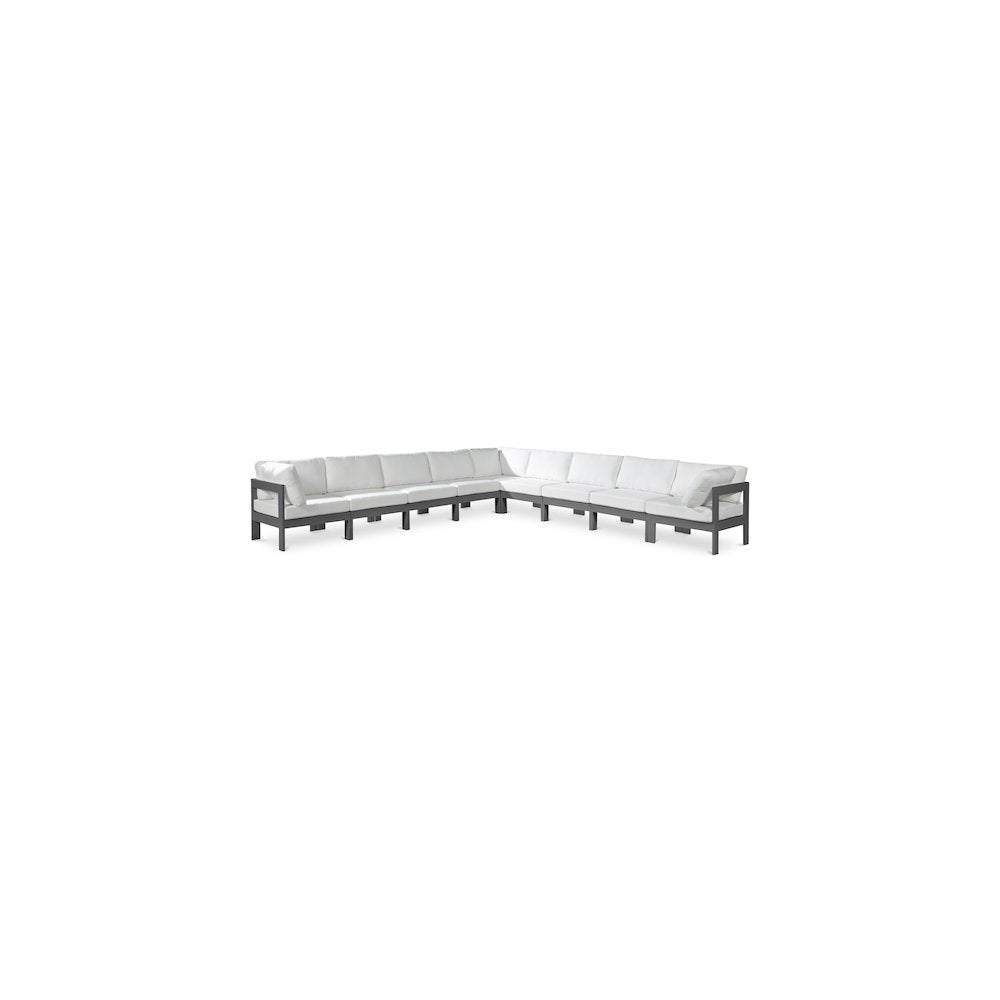 Nizuc White Water Resistant Fabric Outdoor Patio Modular Sectional