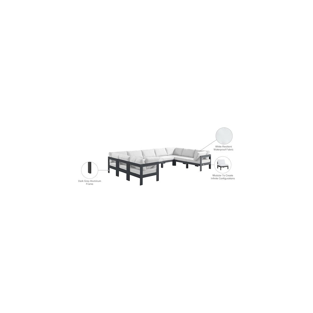 Nizuc White Water Resistant Fabric Outdoor Patio Modular Sectional