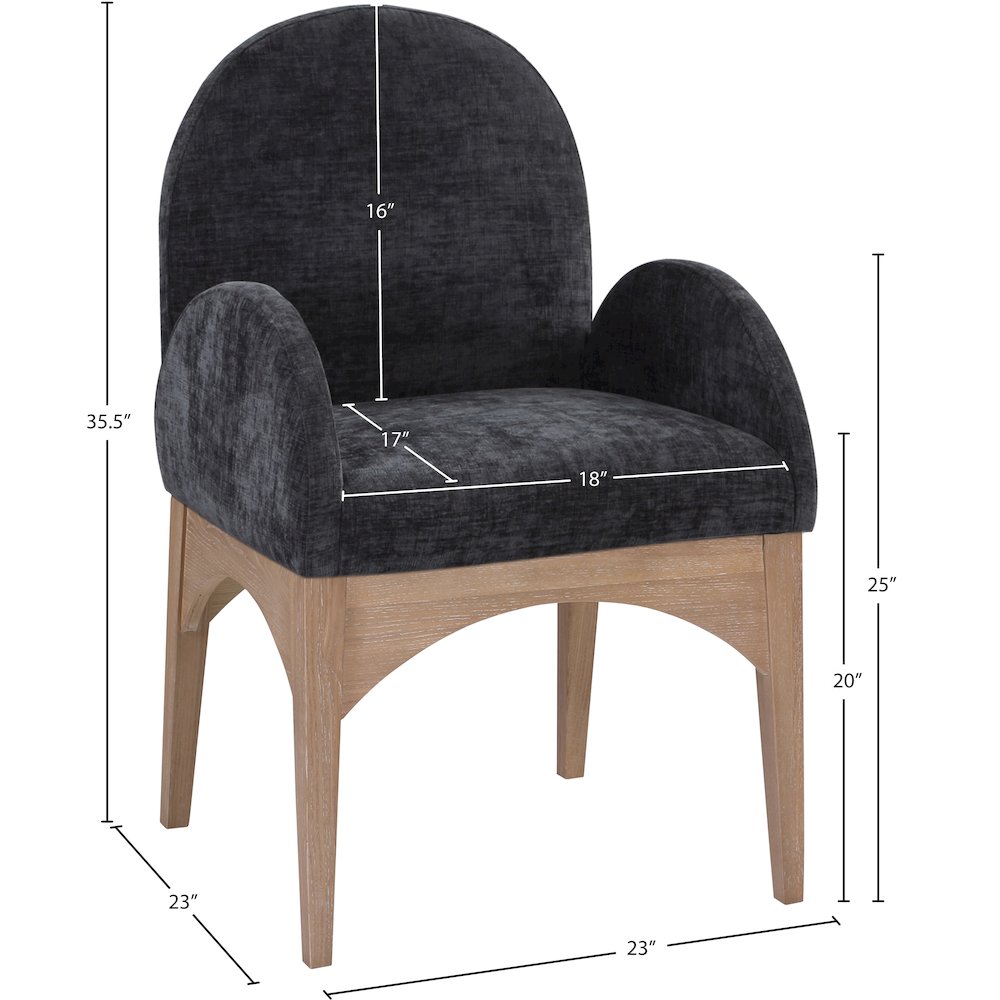 Waldorf Black Chenille Fabric Dining Chair