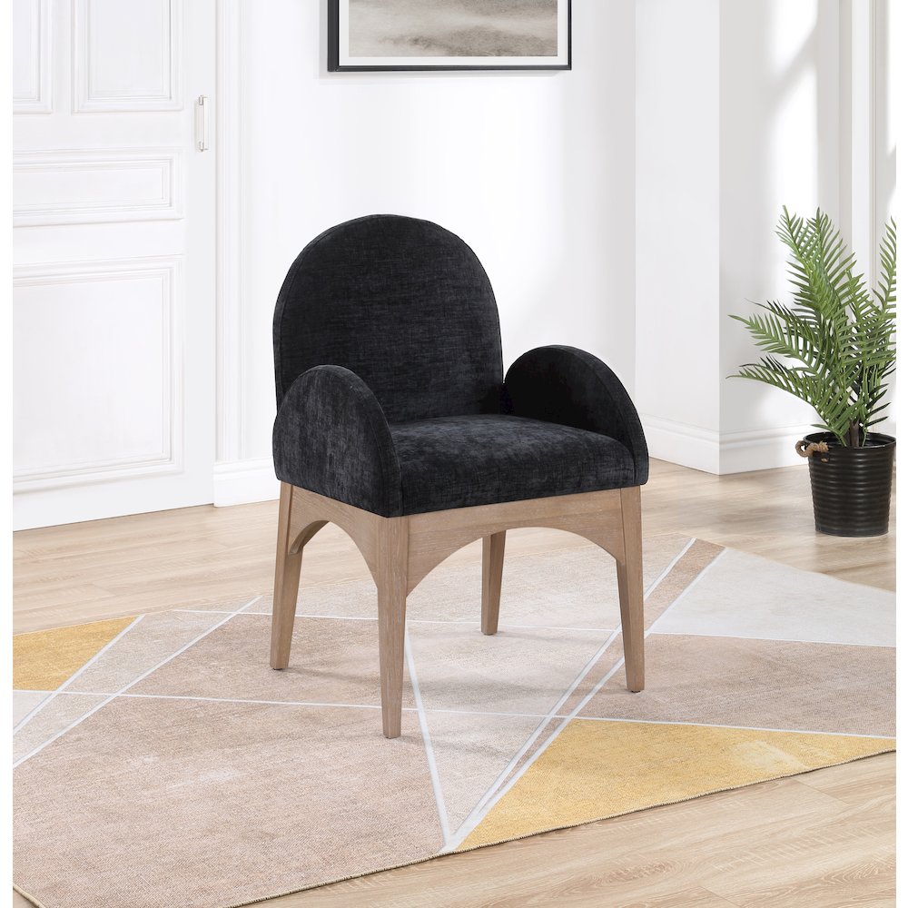 Waldorf Black Chenille Fabric Dining Chair