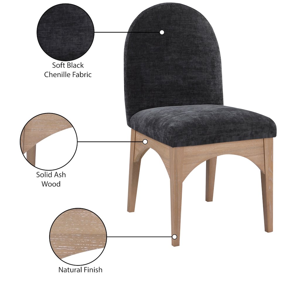 Waldorf Black Chenille Fabric Dining Chair