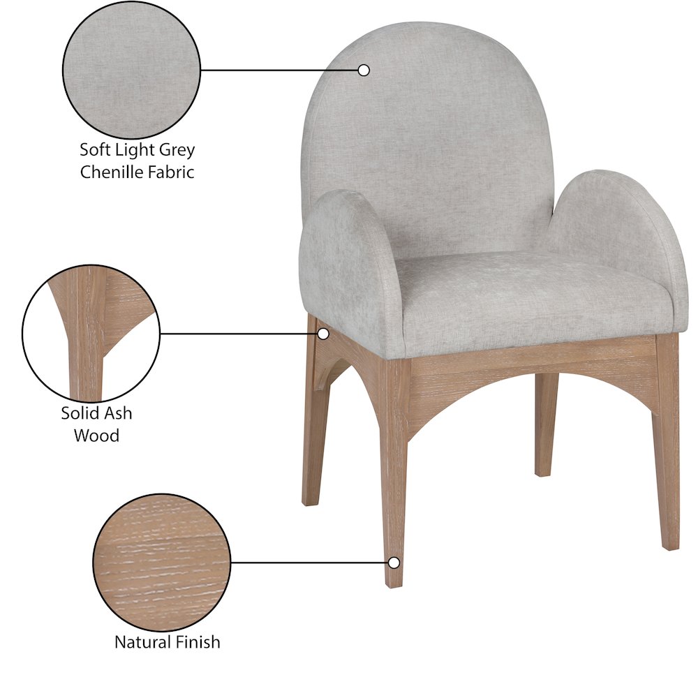 Waldorf Grey Chenille Fabric Dining Chair