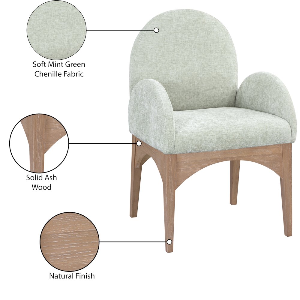 Waldorf Mint Chenille Fabric Dining Chair