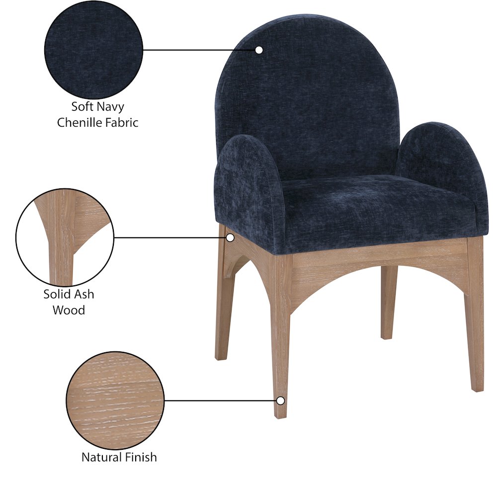 Waldorf Navy Chenille Fabric Dining Chair
