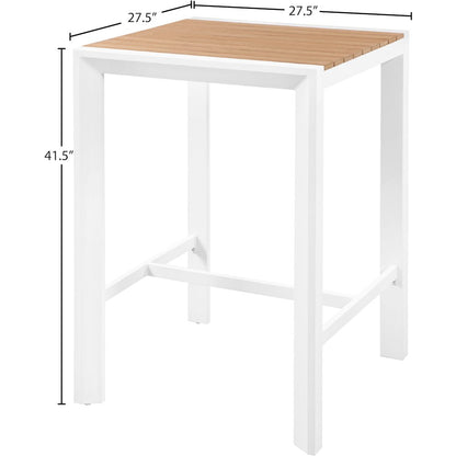 Nizuc Brown Wood Look Accent Paneling Outdoor Patio Aluminum Square Bar Table