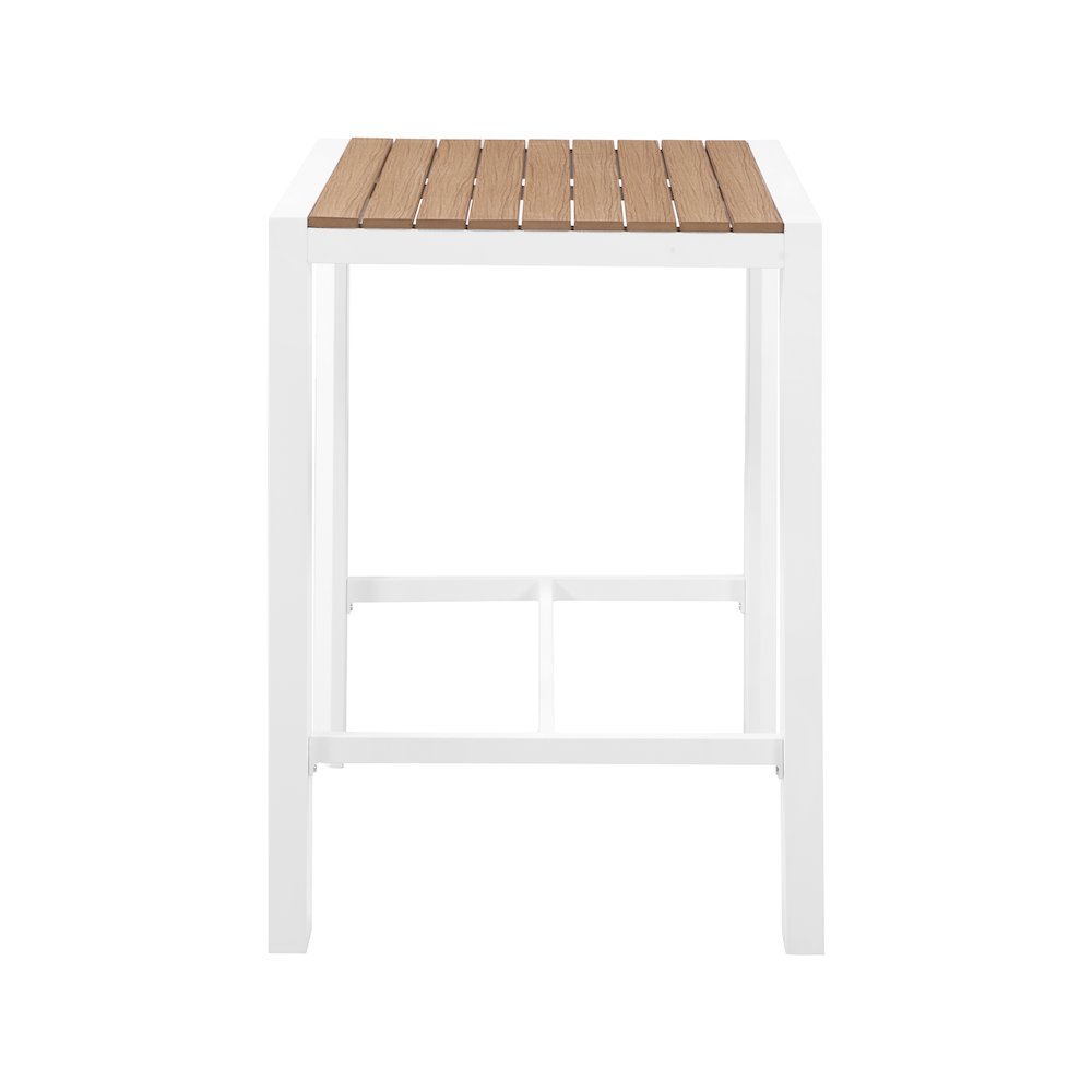 Nizuc Brown Wood Look Accent Paneling Outdoor Patio Aluminum Square Bar Table
