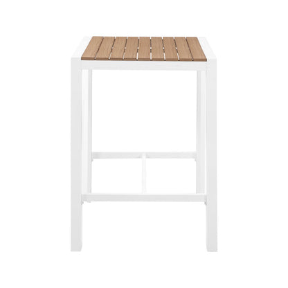 Nizuc Brown Wood Look Accent Paneling Outdoor Patio Aluminum Square Bar Table