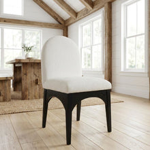 Black Chenille Fabric Dining Chair with Art Deco Style and Cushioned Seat