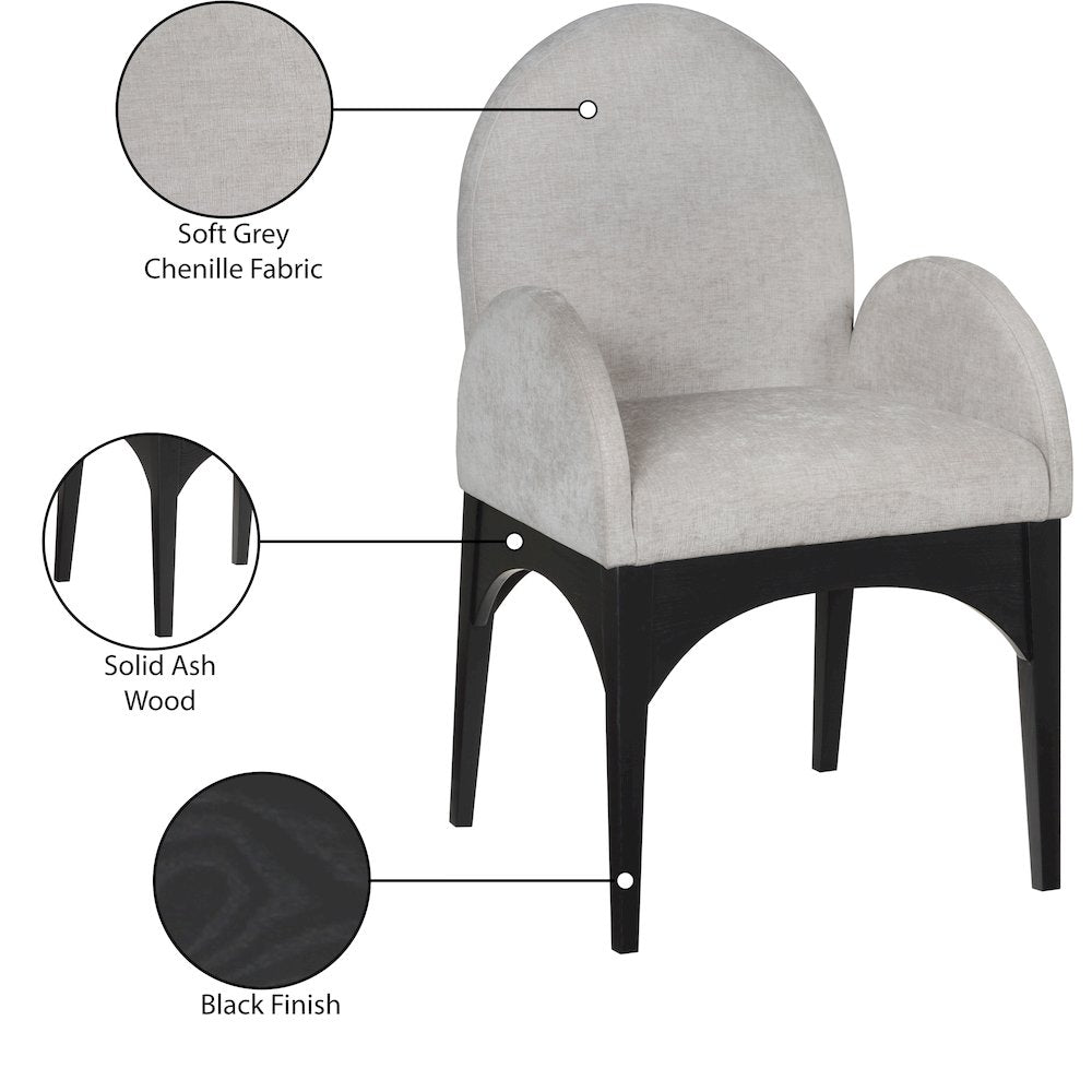 Waldorf Grey Chenille Fabric Dining Chair