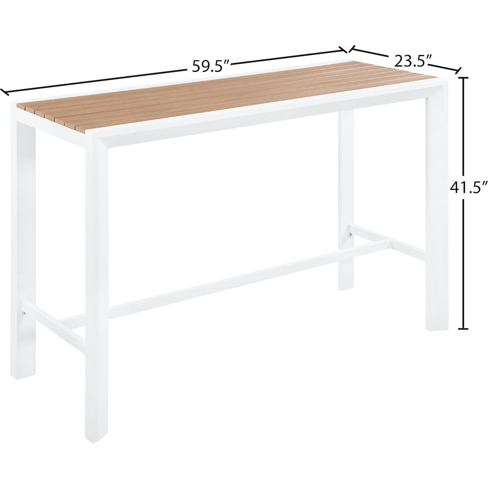 Nizuc Brown Wood Look Accent Paneling Outdoor Patio Aluminum Rectangle Bar Table