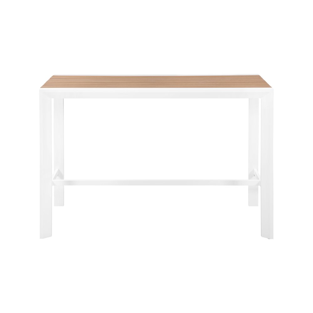 Nizuc Brown Wood Look Accent Paneling Outdoor Patio Aluminum Rectangle Bar Table