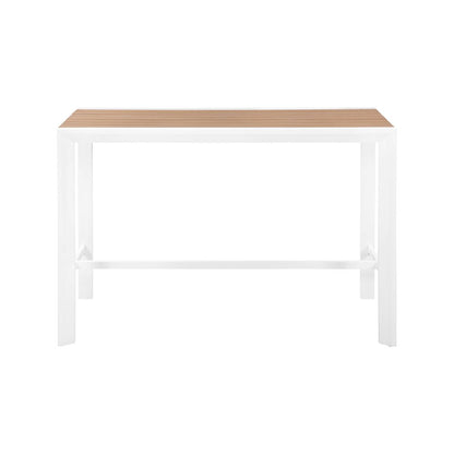 Nizuc Brown Wood Look Accent Paneling Outdoor Patio Aluminum Rectangle Bar Table
