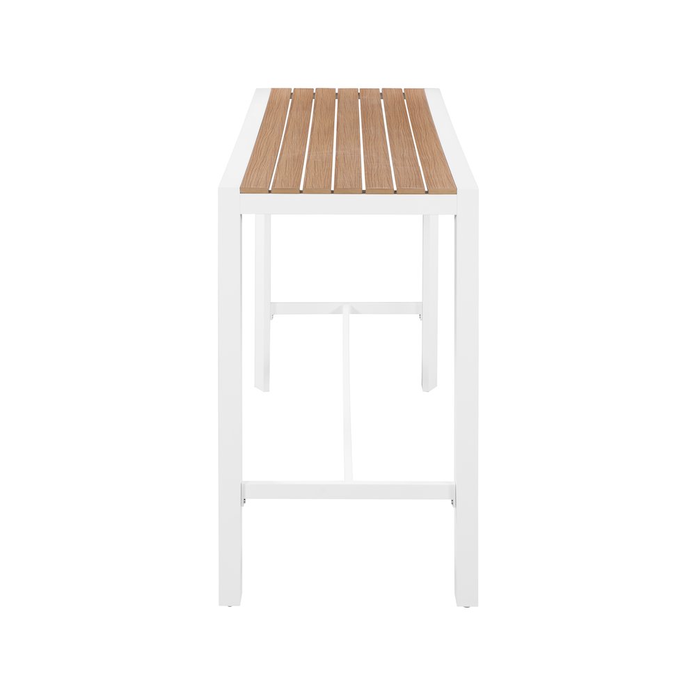 Nizuc Brown Wood Look Accent Paneling Outdoor Patio Aluminum Rectangle Bar Table