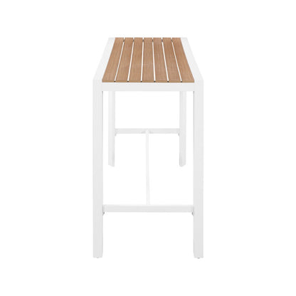 Nizuc Brown Wood Look Accent Paneling Outdoor Patio Aluminum Rectangle Bar Table