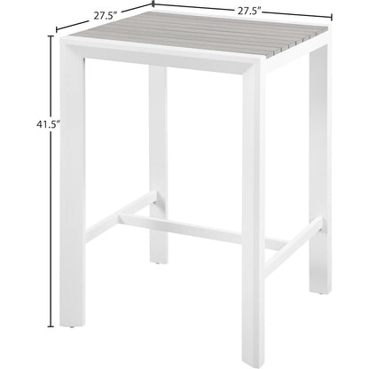 Nizuc Grey Wood Look Accent Paneling Outdoor Patio Aluminum Square Bar Table