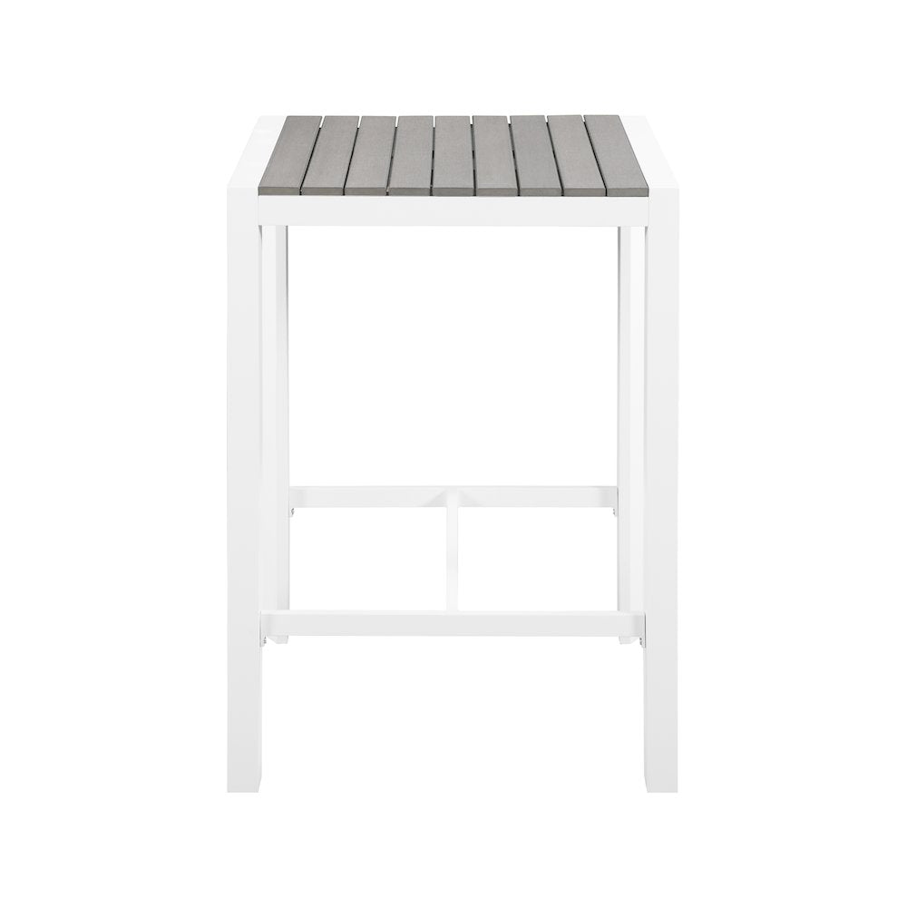 Nizuc Grey Wood Look Accent Paneling Outdoor Patio Aluminum Square Bar Table