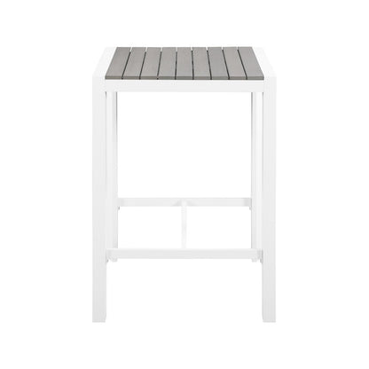 Nizuc Grey Wood Look Accent Paneling Outdoor Patio Aluminum Square Bar Table