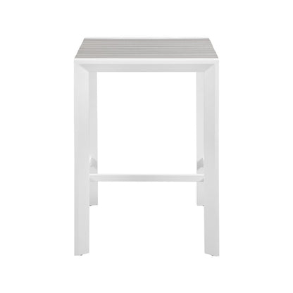 Nizuc Grey Wood Look Accent Paneling Outdoor Patio Aluminum Square Bar Table