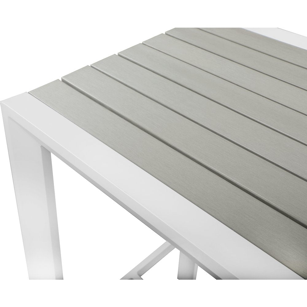Nizuc Grey Wood Look Accent Paneling Outdoor Patio Aluminum Square Bar Table