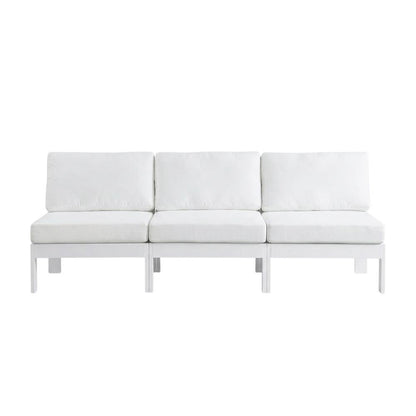 White Fabric Outdoor Patio Modular Sofa With Contemporary Style