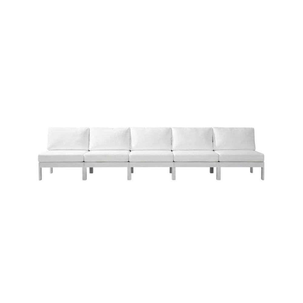 White Fabric Outdoor Patio Modular Sectional With Contemporary Style