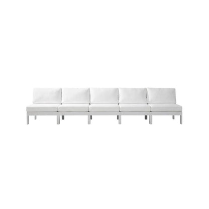 White Fabric Outdoor Patio Modular Sectional With Contemporary Style