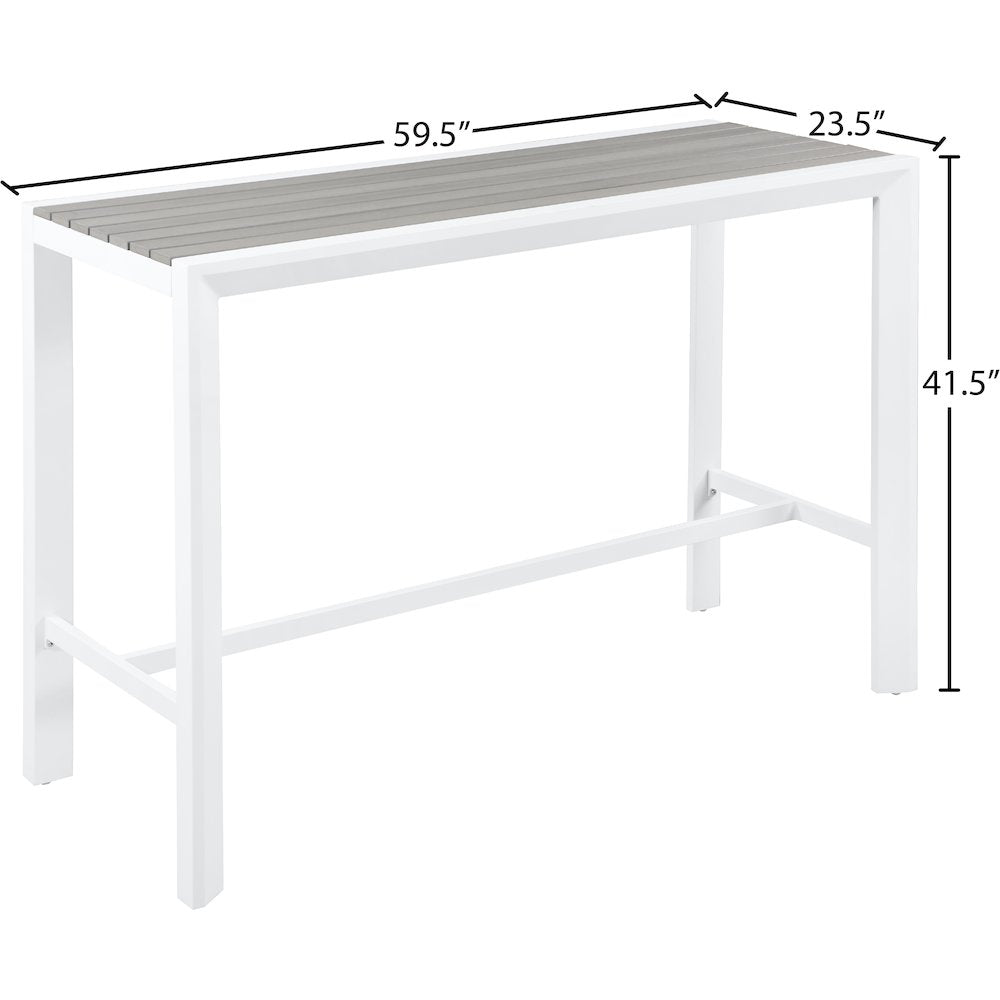 Nizuc Grey Wood Look Accent Paneling Outdoor Patio Aluminum Rectangle Bar Table