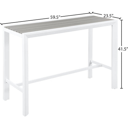 Nizuc Grey Wood Look Accent Paneling Outdoor Patio Aluminum Rectangle Bar Table