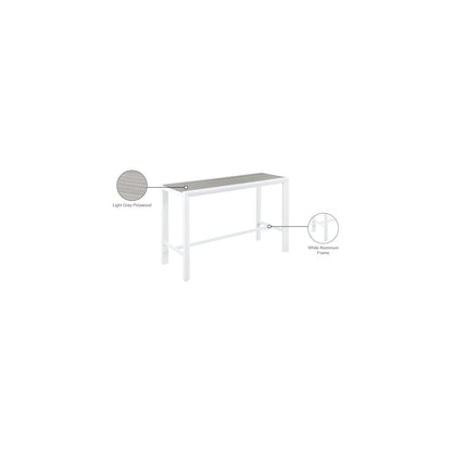 Nizuc Grey Wood Look Accent Paneling Outdoor Patio Aluminum Rectangle Bar Table