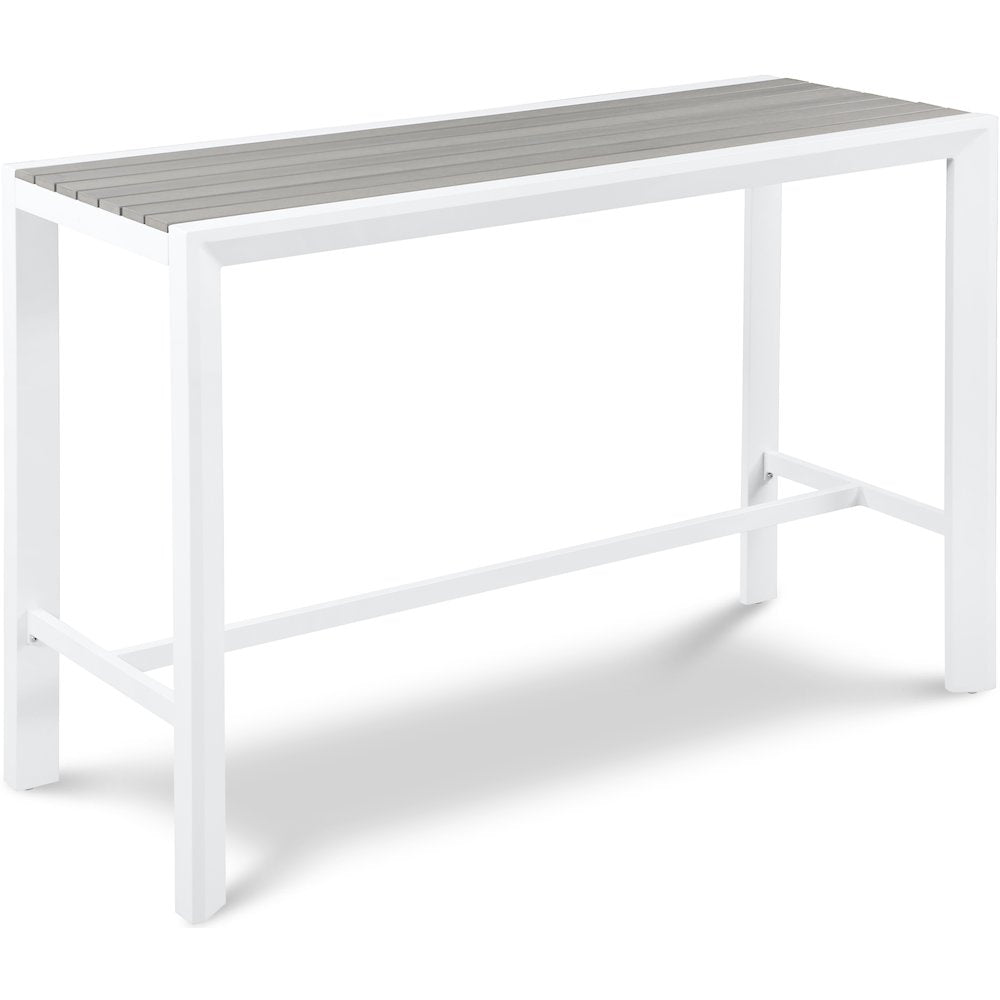 Nizuc Grey Wood Look Accent Paneling Outdoor Patio Aluminum Rectangle Bar Table