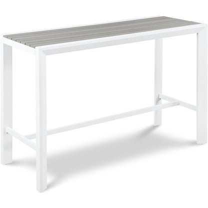 Nizuc Grey Wood Look Accent Paneling Outdoor Patio Aluminum Rectangle Bar Table