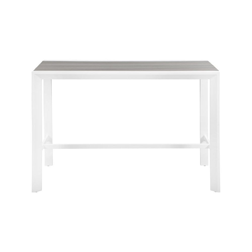 Nizuc Grey Wood Look Accent Paneling Outdoor Patio Aluminum Rectangle Bar Table