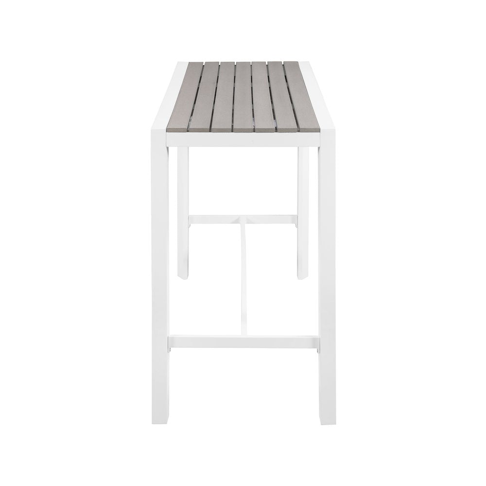Nizuc Grey Wood Look Accent Paneling Outdoor Patio Aluminum Rectangle Bar Table