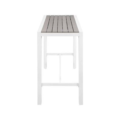 Nizuc Grey Wood Look Accent Paneling Outdoor Patio Aluminum Rectangle Bar Table
