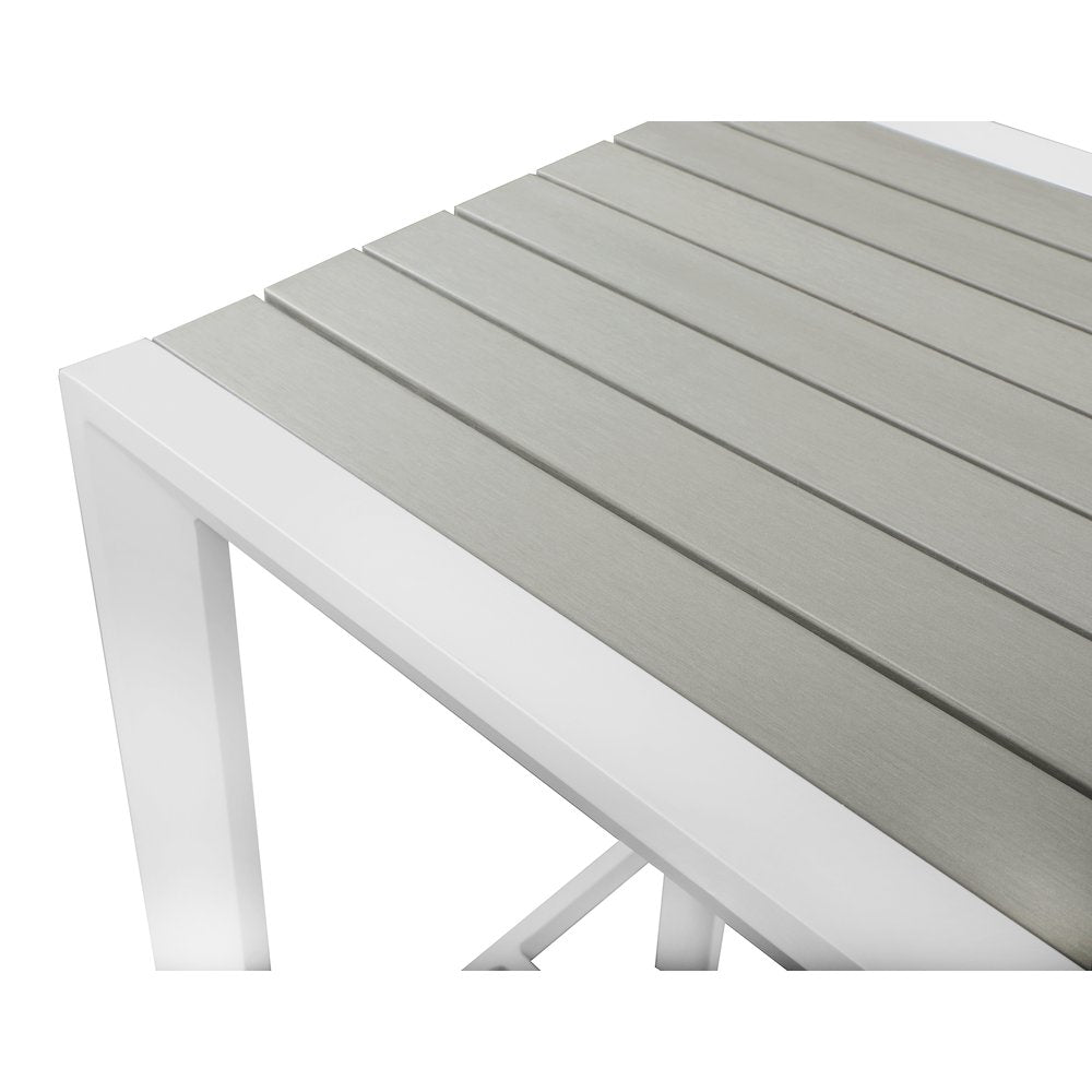 Nizuc Grey Wood Look Accent Paneling Outdoor Patio Aluminum Rectangle Bar Table