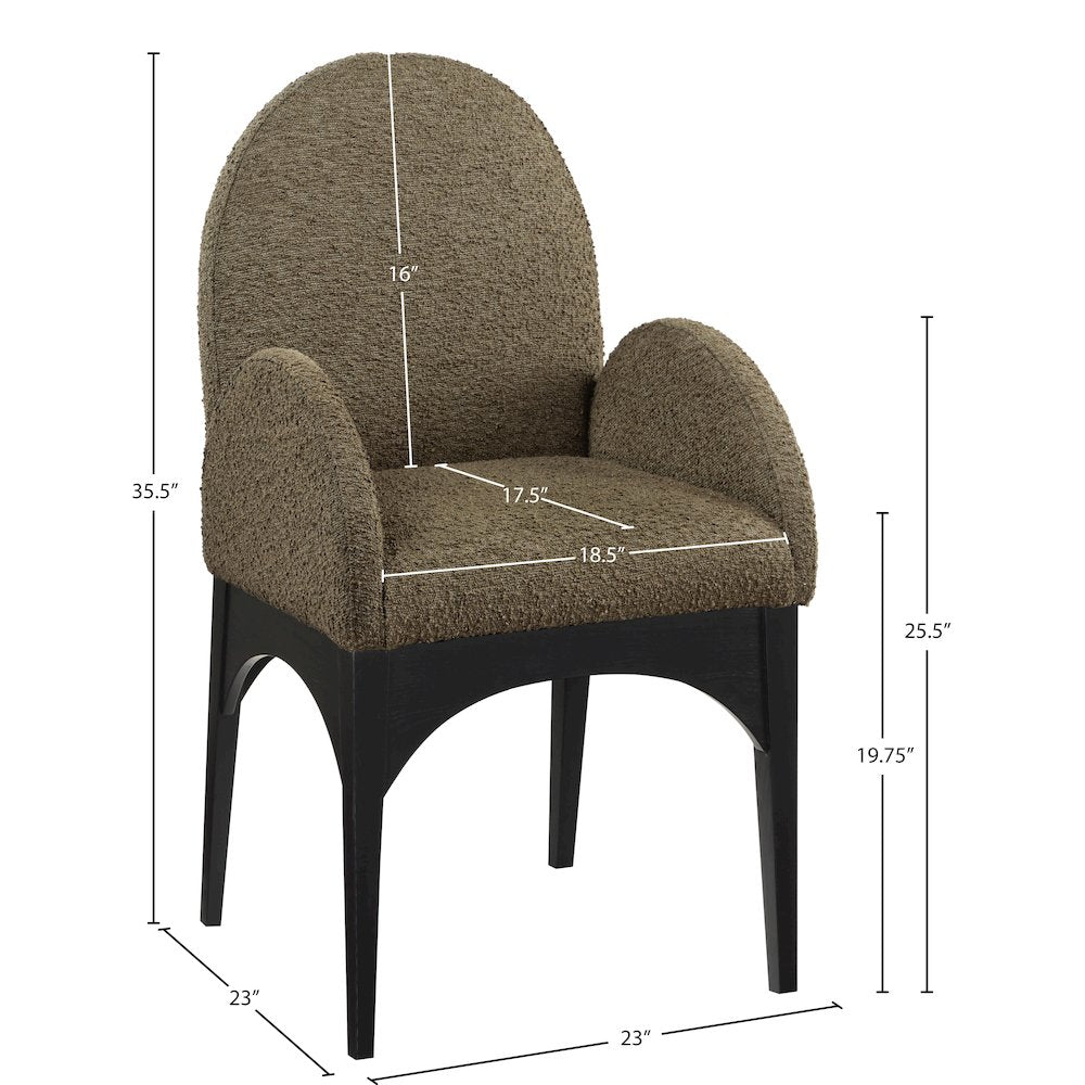 Waldorf Olive Boucle Fabric Dining Chair