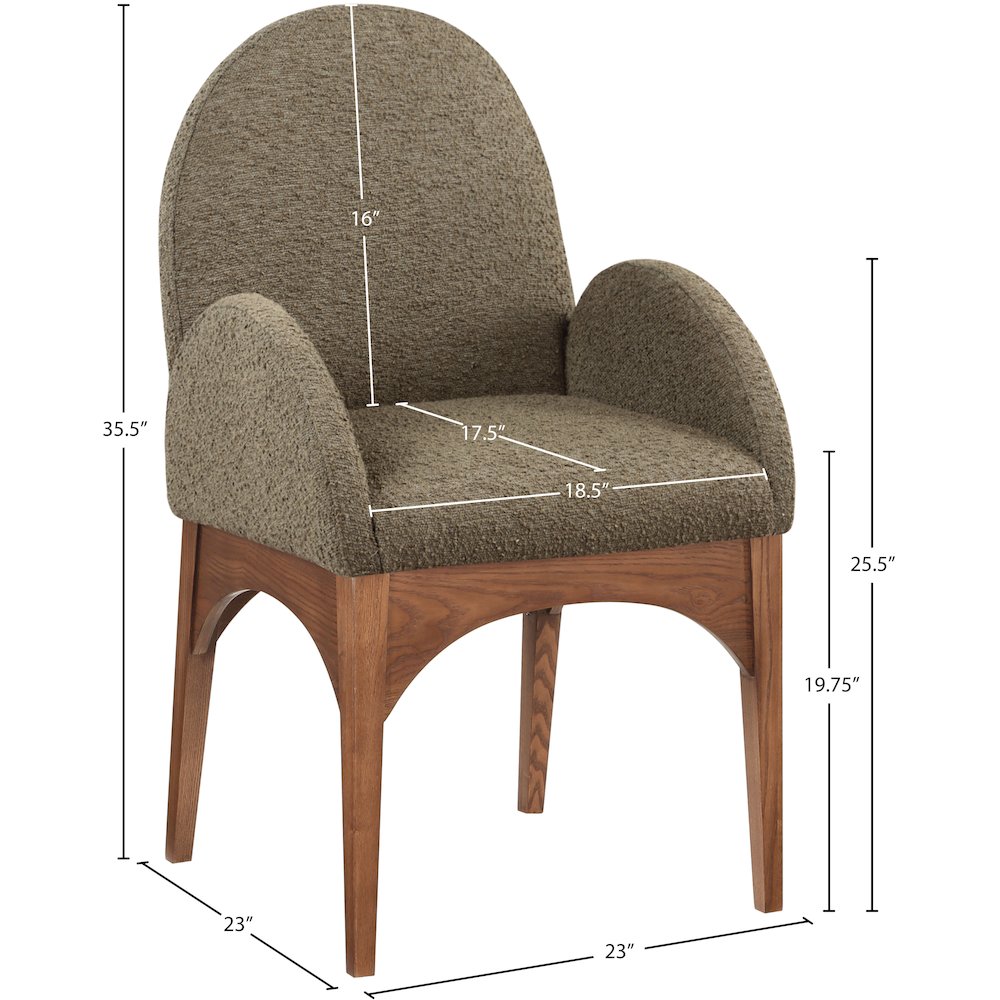 Waldorf Olive Boucle Fabric Dining Chair