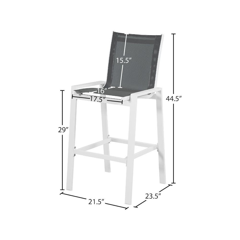 Nizuc Grey Mesh Water Resistant Fabric Outdoor Patio Barstool, Set of 2