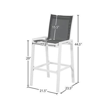 Nizuc Grey Mesh Water Resistant Fabric Outdoor Patio Barstool, Set of 2