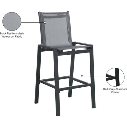 Nizuc Black Mesh Water Resistant Fabric Outdoor Patio Barstool, Set of 2